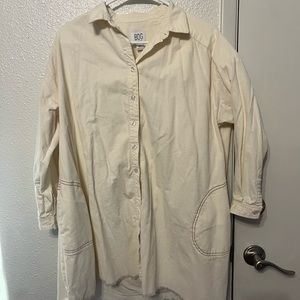 Urban Outfitters BDG Eldridge Corduroy Shirt Dress, Womens Small, Ivory Color